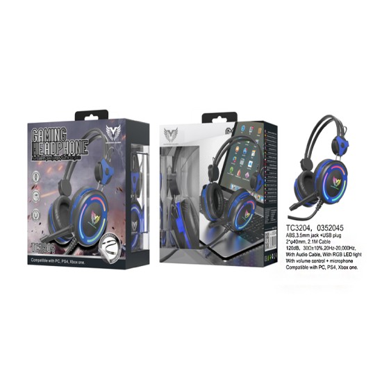 AUSCULTADORES GAMING MTK TC3204 AZ+NE COM CABO AZUL+PRETO